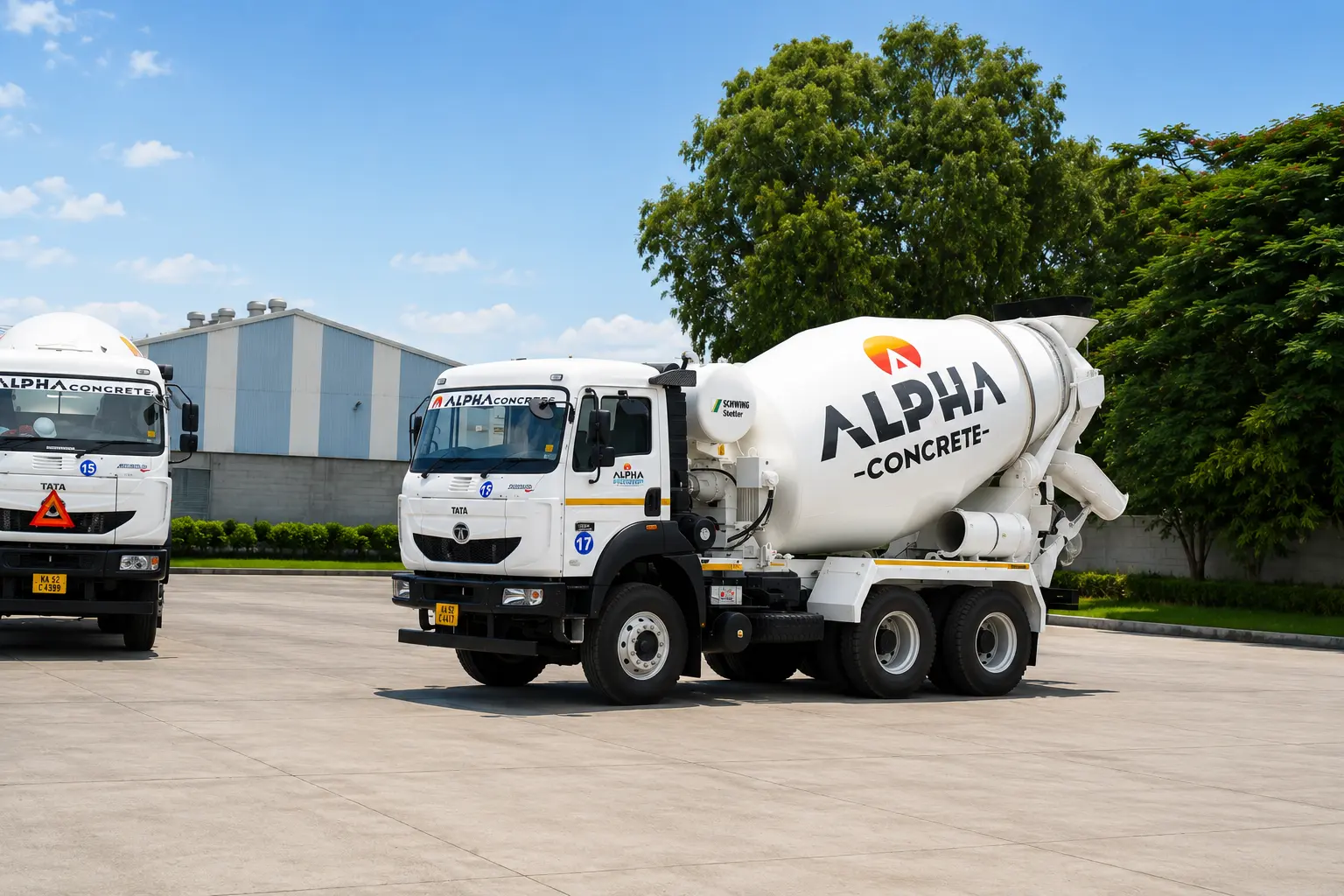 Alpha Concrete transit mixer in motion